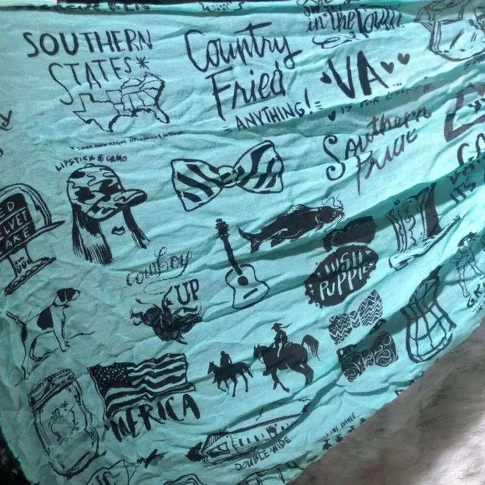 Primitives by Kathy Light Blue Southern & Country Themed Scarf
